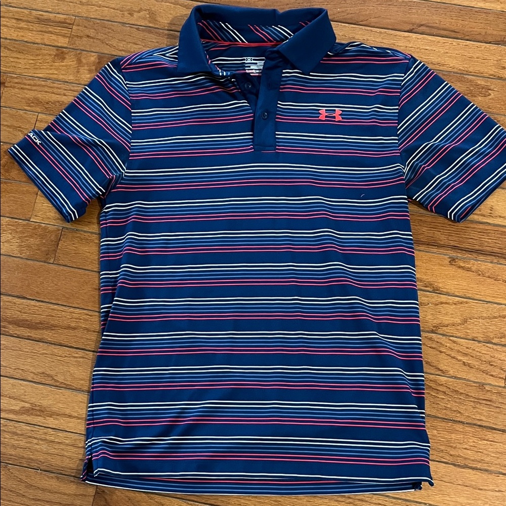 Under Armour Navy and Red Striped Polo
